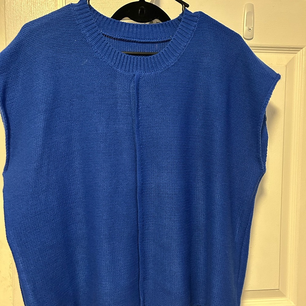 Blue Sleeveless Knit Top